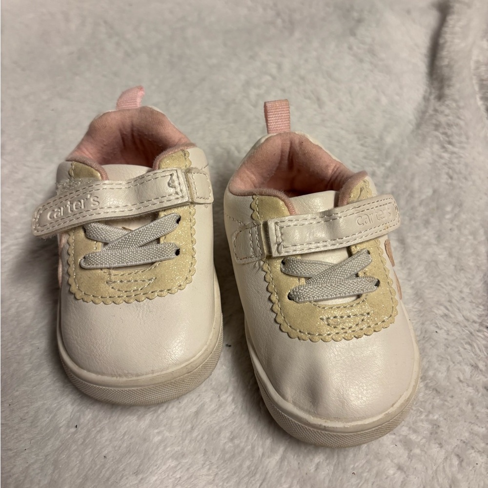 Carter's Cream and Pink Baby Walker Shoes